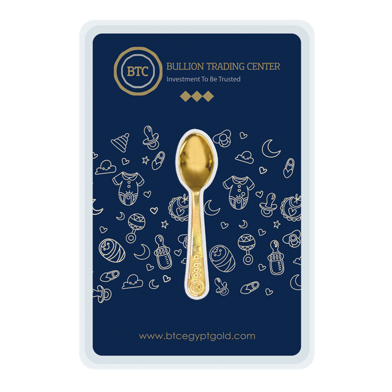 24k " Baby Gifts- Spoon" Yellow Gold Ingot - 2.5g
